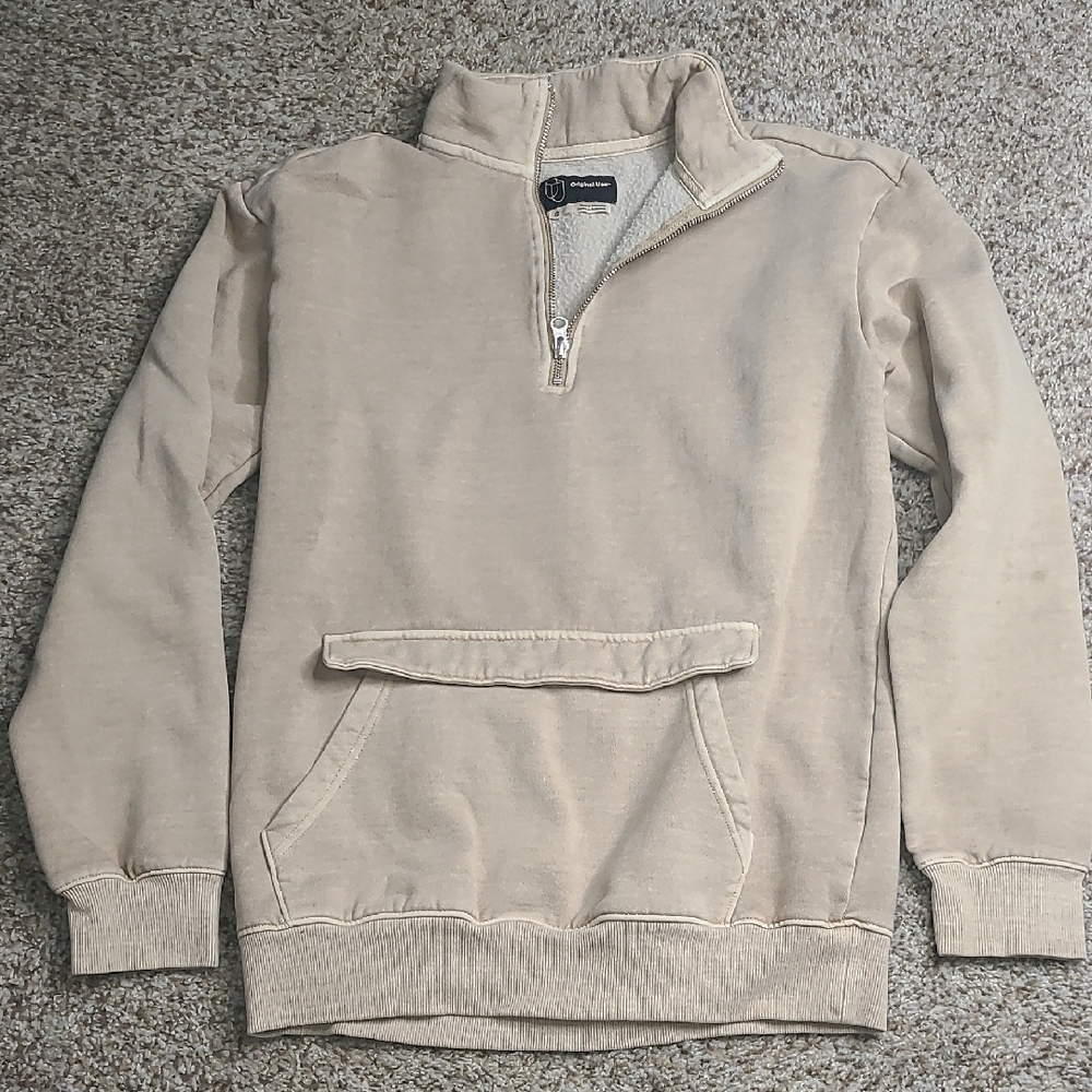 Original Use Cream Zip Up Sweater Casual Comfort